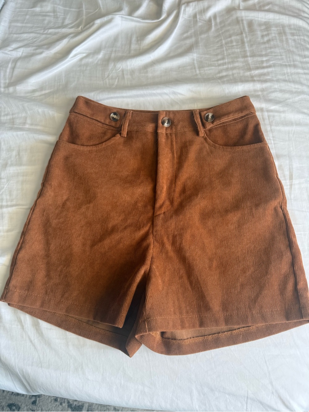 Shein Ribbed Corduroy Shorts in Warm Rust
